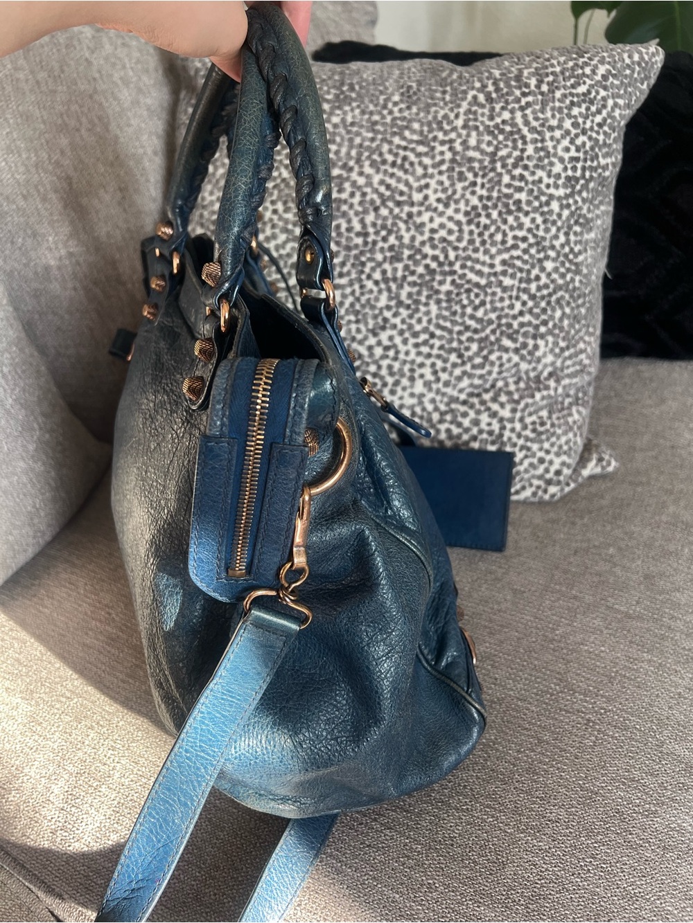 Balenciaga Vintage Le City Velo Navy Blue Leather Satchel Bag - Picture 4 of 13